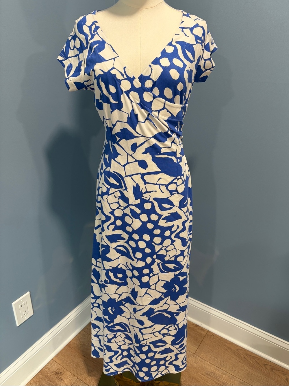 Soft Surroundings Blue & White Wrap Dress Petite X-Small
